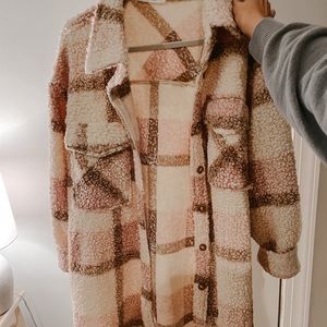 Pink & Brown Teddy Shacket